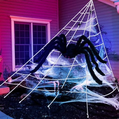 Gigalumi Halloween Decoration 23ft Giant Spider Web With 35