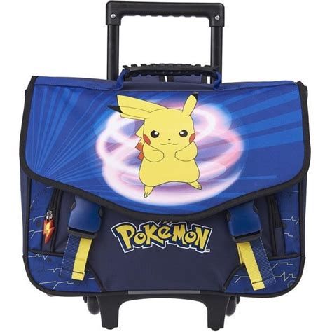 Cartable à roulettes 41 cm bleu et jaune Pikachu Cdiscount Bagagerie