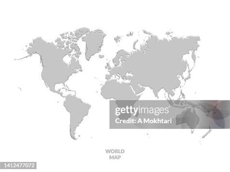 World Map In Gray Color With Black Outline High-Res Vector Graphic ...