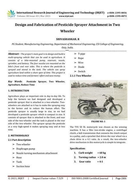 Irjet Design And Fabrication Of Pesticide Sprayer Attachment In Two