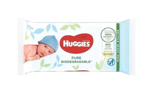 Huggies Pure Biodegradable Baby Wipes 56 Sheets 100 Natural 99 Pu