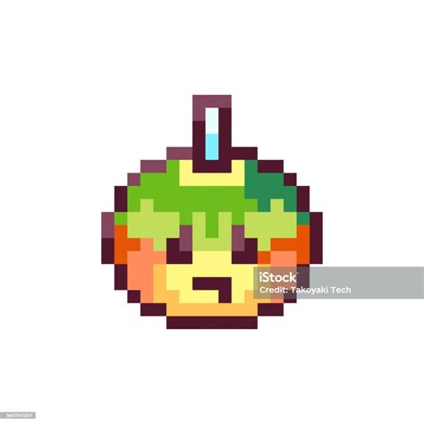 Pixel Art Spooky Apple Retro 8bit Style Halloween Decor Caramel Poison Apple Illustration Ideal