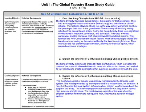 Copy Of Ap World History Unit Study Guide Unit The Global