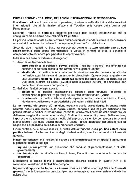 Riassunto Sociologia Delle Relazioni Internazionali Prima Lezione