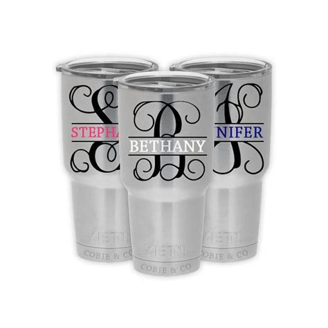 Custom Yeti Decal Rambler Monogram Cup Tumbler Colster