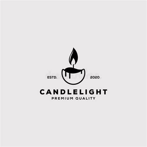 Luxury Vintage Candle Light Flame Logo Design Illustration Stock Vector