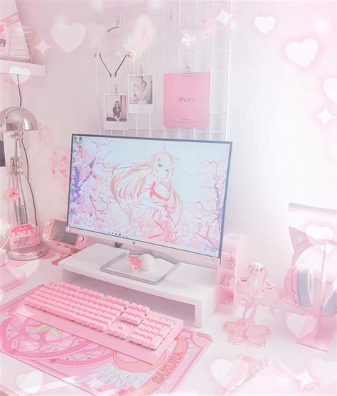 My kawaii pink gaming set up 🌸 | Video game room design, Game room ...