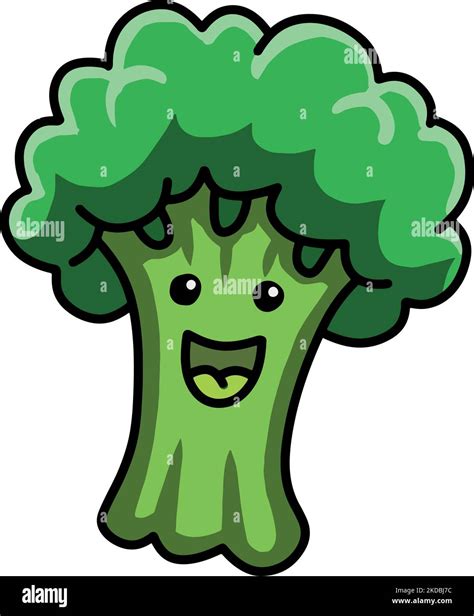 A Vector Illustration Of A Cute Cartoon Broccoli Stock Vector Image