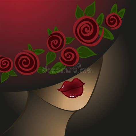 Woman In Red Hat Stock Vector Illustration Of Girl Advertising