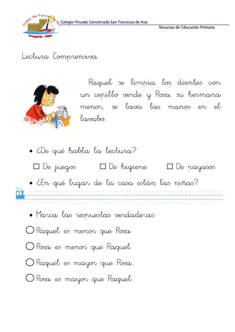 50 Fichas De Comprensión Lectora Para Primer Ciclo De Primaria Y Primer