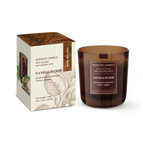 Luxusná vonná sviečka v skle Wood Aroma Sandalwood 150g Lamba sk