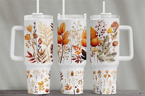 40 Oz Quencher Wrap With Fall Floral Graphic By Tanya Kart Creative