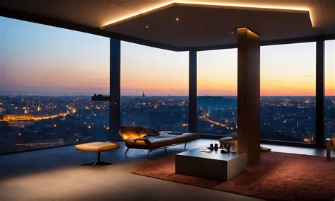 Lexica Foto von einem luxuriösen Penthouse mit raumhohen Fenstern