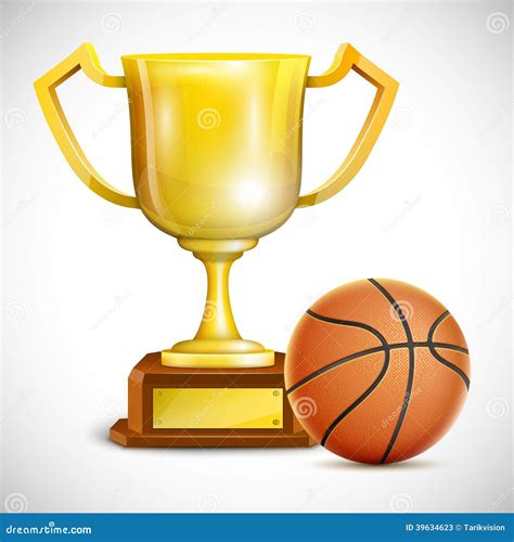 Golden Trophy Cup With Basketball Stock Vector Illustration Of Prize