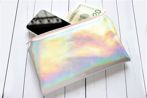 Rainbow Pouch Holographic Bag Iridescent Bag Small Pouch Faux