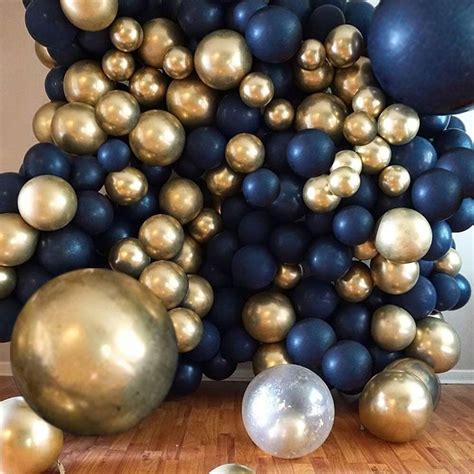 Navy Blue And Gold Balloon Garland Birthday Party Decorations Wedding