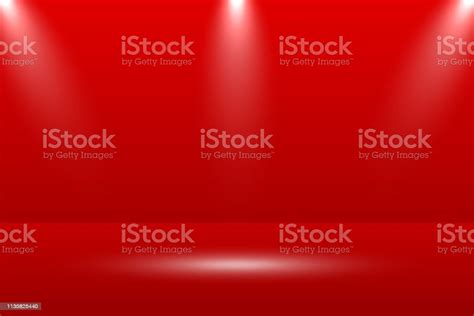 Empty Vivid Red Color Studio Table Room Background Banner For Advertise