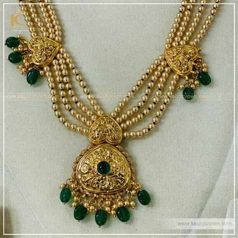 Shanaya Traditional Antique Gold Plated Necklace Set Kaurzcrown