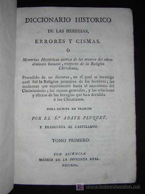 1792 Pluquet Diccionario Historico De Las H Comprar Libros