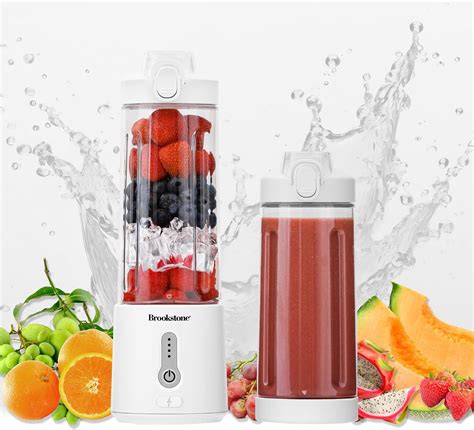 Brookstone White Compact Personal Blender With Additional Lid Bpa Free