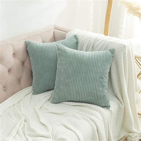 Duck Egg Blue Poppy Flower Faux Chenille Cushion Cover 18 45cm