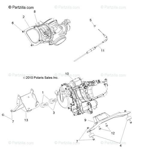 Polaris Side by Side 2013 OEM Parts Diagram for Engine, Mounting, All ...