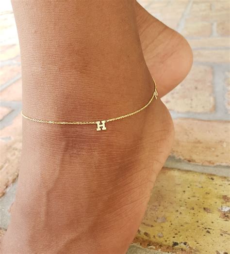 Letter Anklet Initial Anklet Initial Anklet Gold Initial Etsy