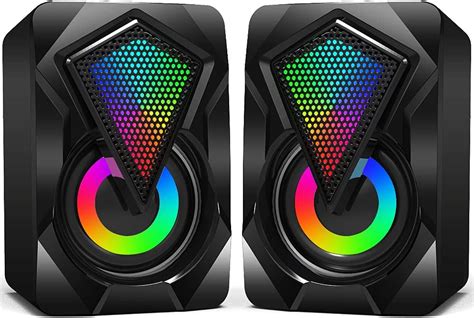 njsj Mini Haut Parleur PC RGB Enceinte PC USB 2 0 Système de Stéréo