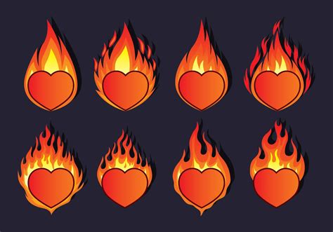 Flaming Heart Icons 173465 Vector Art at Vecteezy