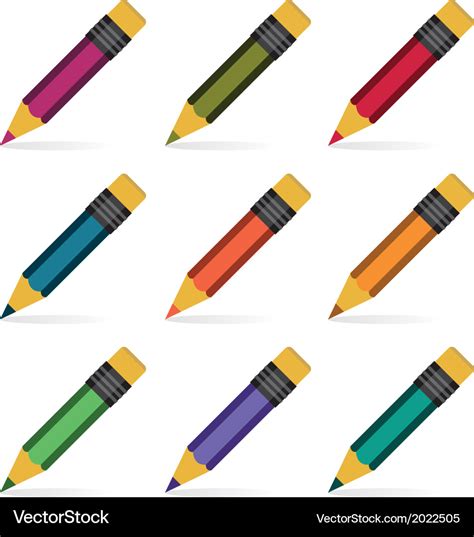 Pencils Set Royalty Free Vector Image Vectorstock