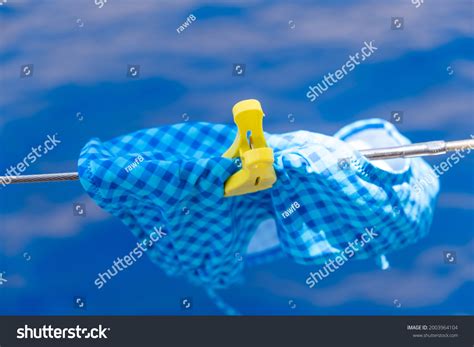 Wet Swimsuit Hanging On Clothesline Bikini Stock Photo Shutterstock