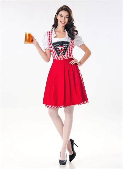 Sexy Beer Girl Costume Octoberfest Bavarian Dirndl Maid Peasant Dress