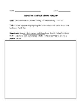 McKinley Tariff Act Poster Activity by Jwood Education | TPT