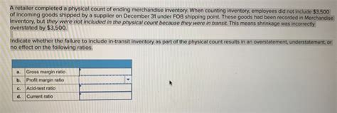 Solved A Retailer Completed A Physical Count Of Ending Chegg