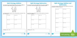 Differentiated Split Strategy Addition Worksheets Twinkl