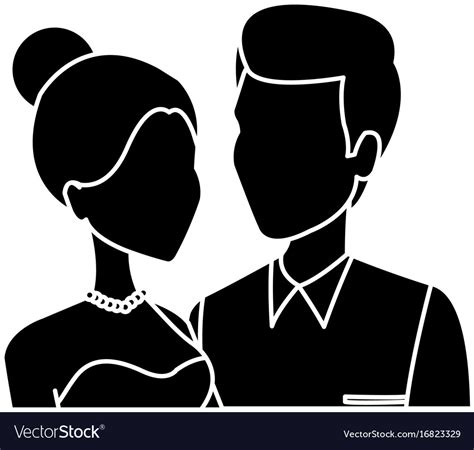 Portrait Wedding Couple Happy Bride And Groom Vector Image