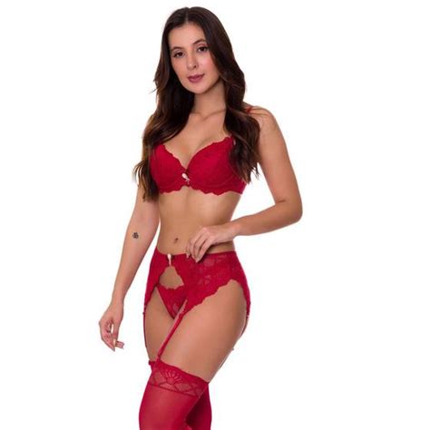 Conjunto De Lingerie Bojo Cinta Liga E Meia Estilo Sedutor Vc