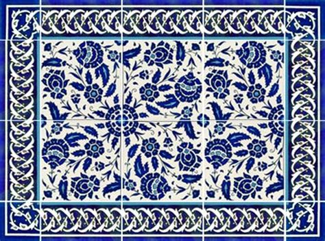 Tile Layout 5 Blue And White Floral Pattern Tile Mural 24x18 Inches