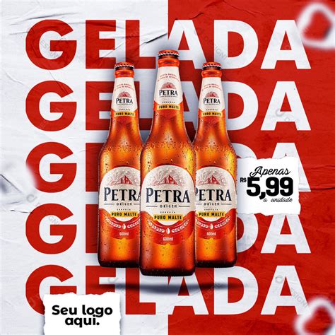 Post Distribuidora Cerveja Petra Social Media PSD Editável Propaganda