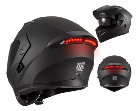 Casco Motocicleta Abatible Con Luz Led Dot Negro Rojomocoerl Env O Gratis