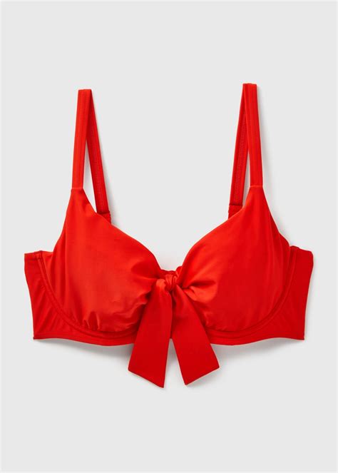 Red Tie Front Bikini Top Matalan