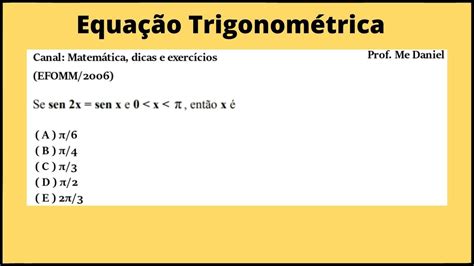 Equa O Trigonom Trica Resolu O De Problema Youtube