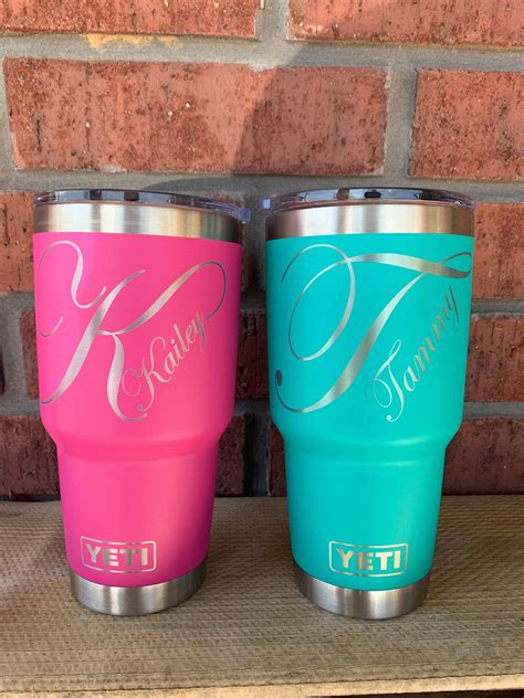 Pre Coated Yeti With Laser Engraved Monogram Or Image Etsy Yeti Cup Designs Custom Yeti Cup