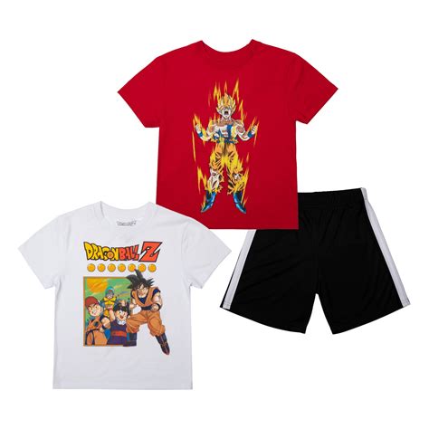 Dragon Ball Z Boys 3 Pack Set Includes Two Tees And Mesh Shorts Large