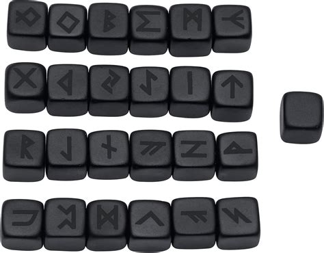 Amazon SUNYIK Black Obsidian Frosted Rune Stones Set Of 25