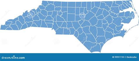 North Carolina Map By Counties Stock Photo Image 9991110