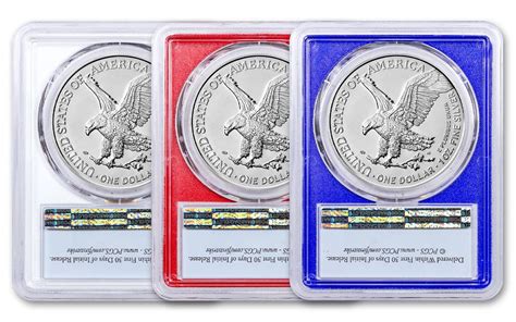 Oz Silver Eagle Pc Set Pcgs Ms Fs W Red White Blue