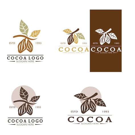 Premium Vector Cocoa Logo Cocoa Bean Cocoa Tree Cocoa Branches And