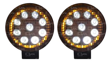 2 Faro Redondo 4 Pulgadas 9 Hiper Led Blanco Y Aro Ojo Ambar