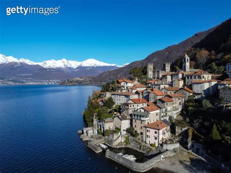 Aerial View Of Corenno Plinio A Village On Lake Como